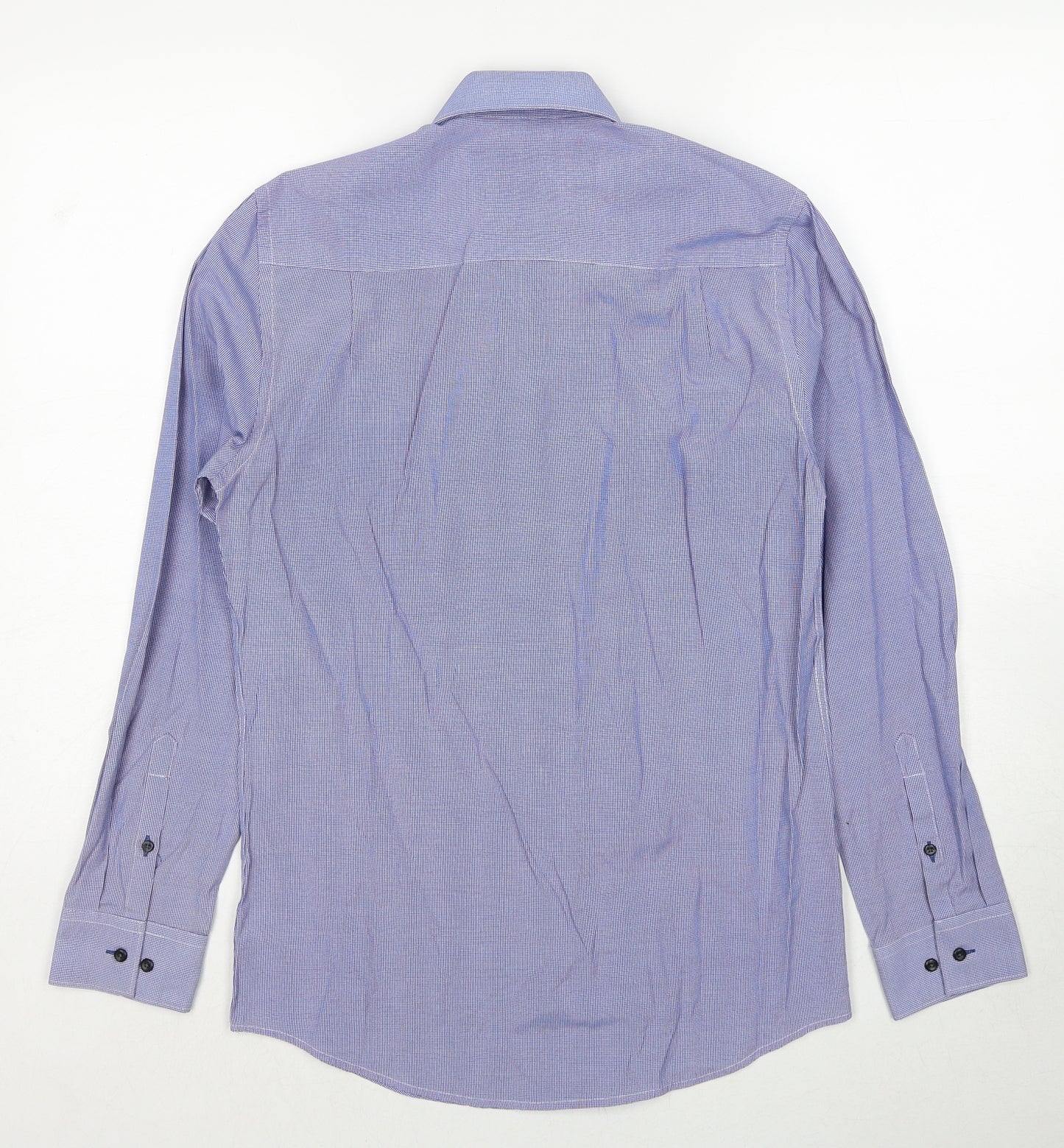 NEXT Mens Blue Check Polyester Dress Shirt Size 14.5 Collared Button