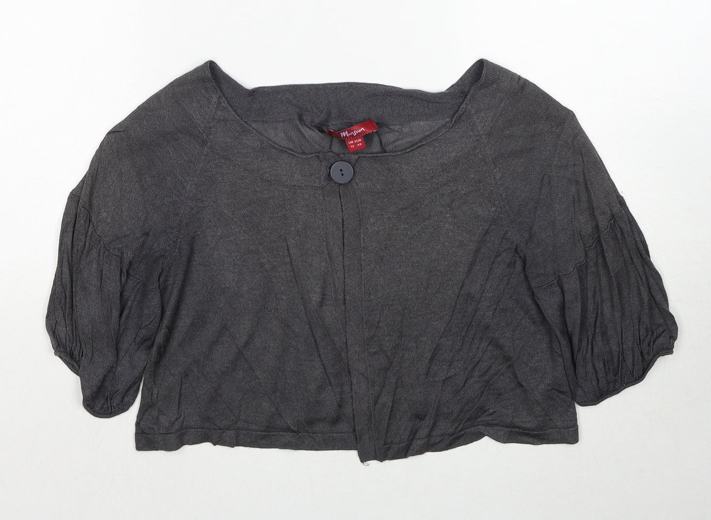 Monsoon Womens Grey Boat Neck Viscose Cardigan Jumper Size 12
