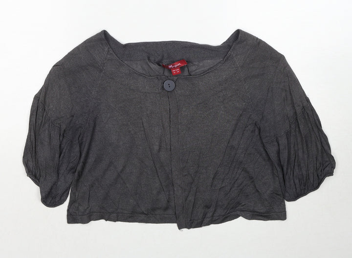 Monsoon Womens Grey Boat Neck Viscose Cardigan Jumper Size 12