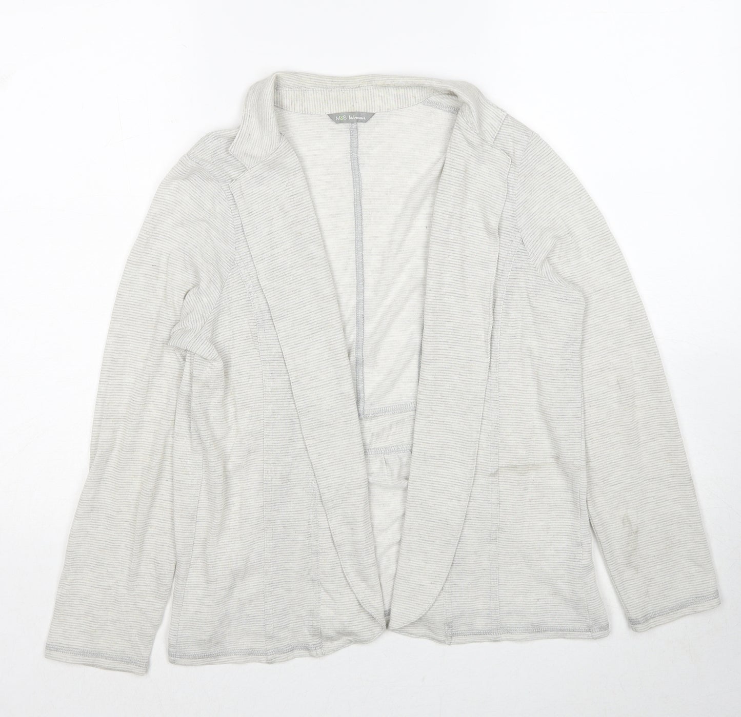 Marks and Spencer Womens Grey V-Neck Viscose Cardigan Jumper Size 16
