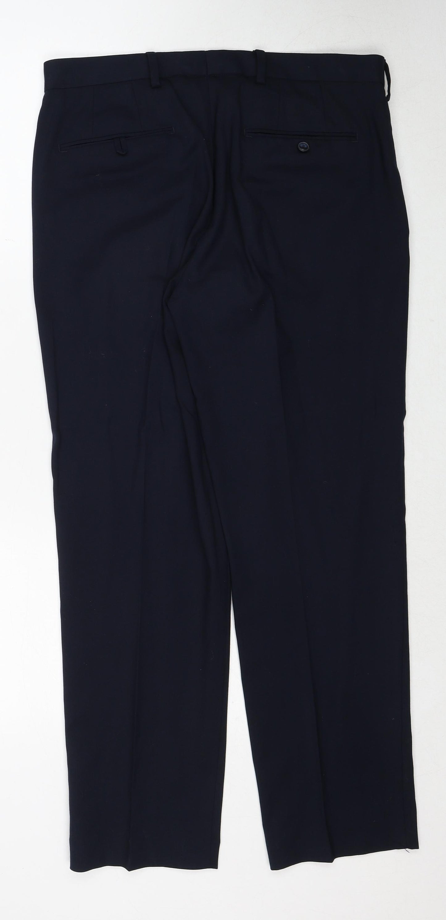 Marks and Spencer Mens Blue Polyester Dress Pants Trousers Size 32 in L29 in Regular Zip