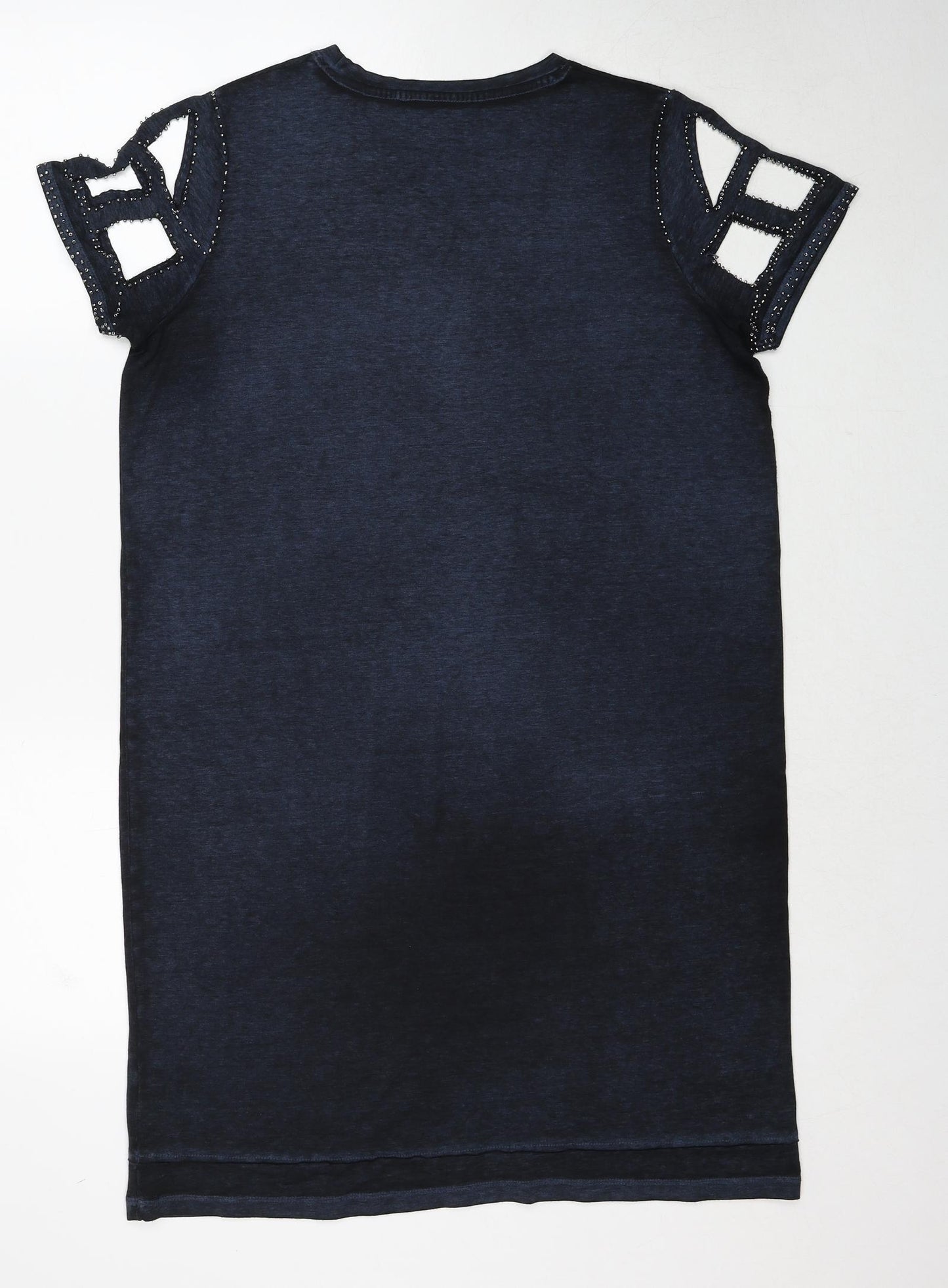 Label Lab Womens Blue Herringbone Cotton A-Line Size 12 Round Neck Pullover