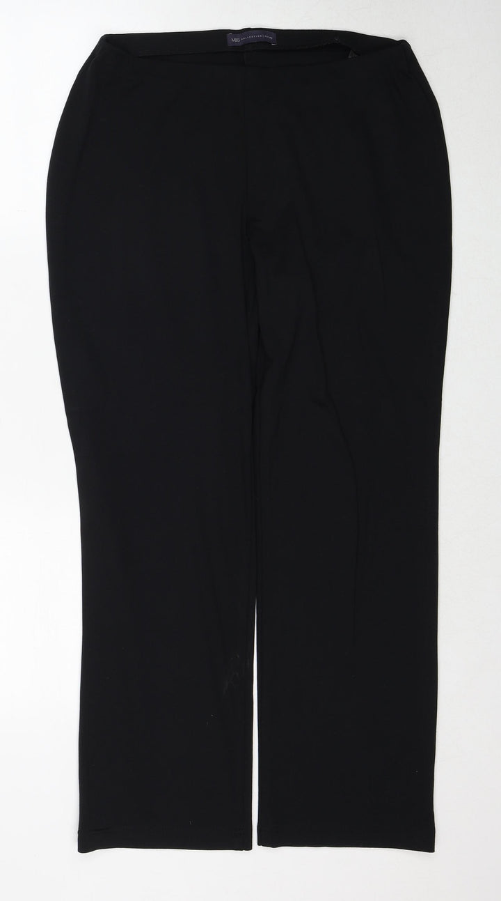 Marks and Spencer Womens Black Viscose Trousers Size 12 Regular