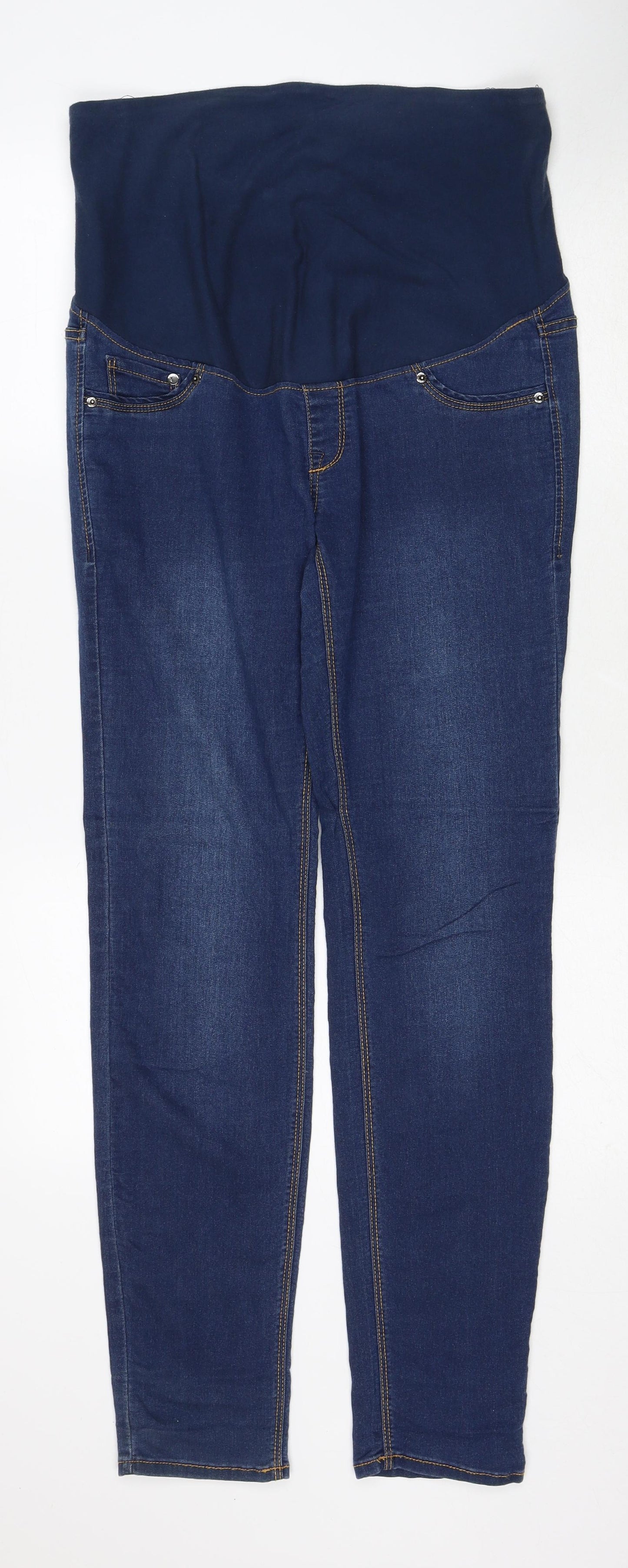H&M Womens Blue Cotton Straight Jeans Size 14 Regular