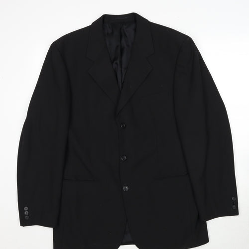 Copperstone Mens Black Polyester Jacket Suit Jacket Size 40 Regular