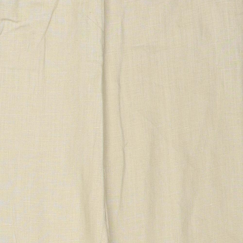 Warehouse Womens Beige Linen Trousers Size 12 Regular Zip