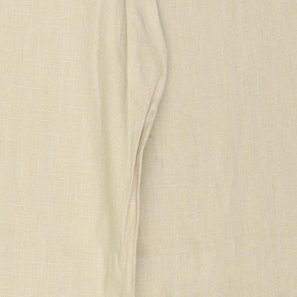 Warehouse Womens Beige Linen Trousers Size 12 Regular Zip