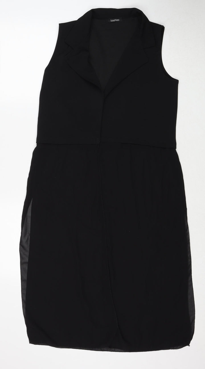 Boohoo Womens Black Polyester Basic Blouse Size M V-Neck