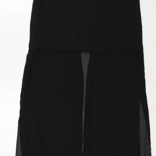 Boohoo Womens Black Polyester Basic Blouse Size M V-Neck