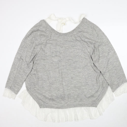 Divided by H&M Womens Grey Round Neck Acrylic Pullover Jumper Size 2XL - Shirt Insert