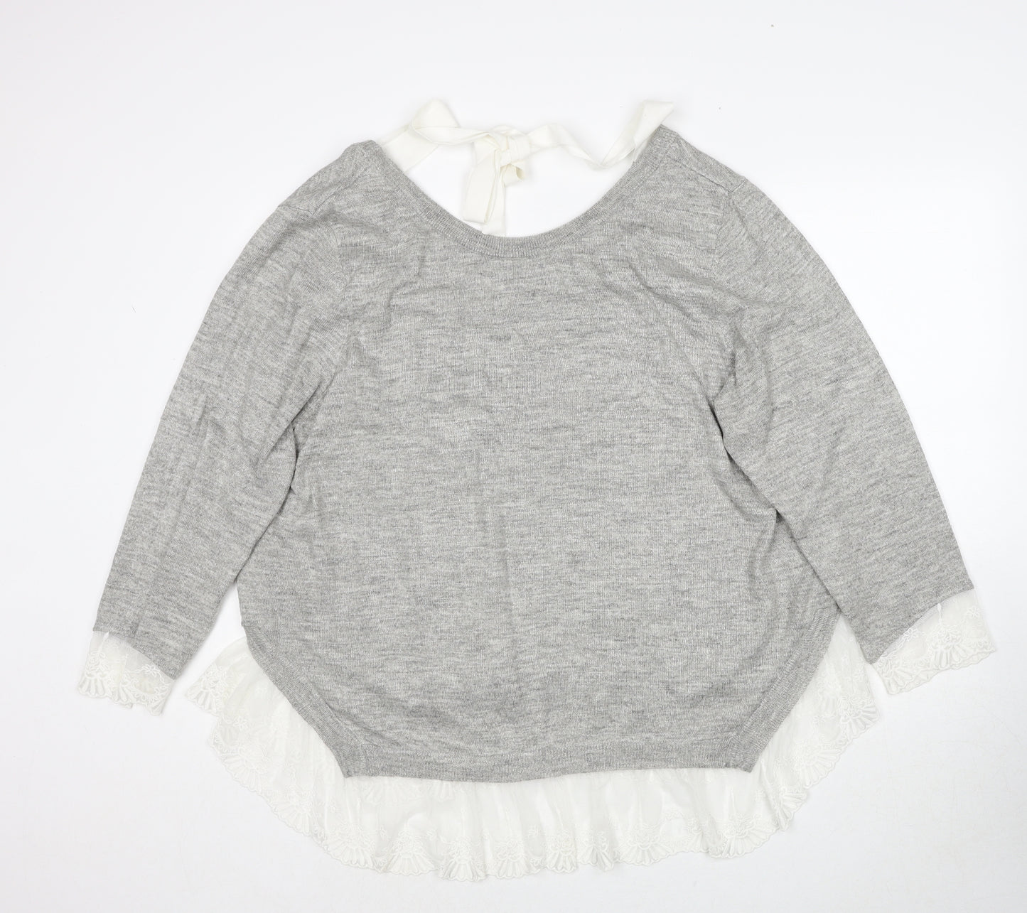 Divided by H&M Womens Grey Round Neck Acrylic Pullover Jumper Size 2XL - Shirt Insert