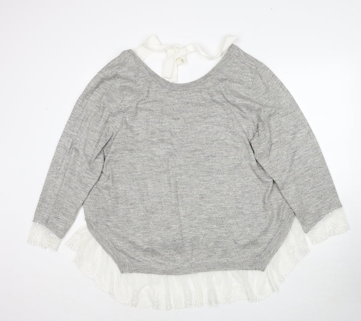 Divided by H&M Womens Grey Round Neck Acrylic Pullover Jumper Size 2XL - Shirt Insert