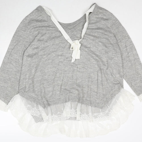 Divided by H&M Womens Grey Round Neck Acrylic Pullover Jumper Size 2XL - Shirt Insert