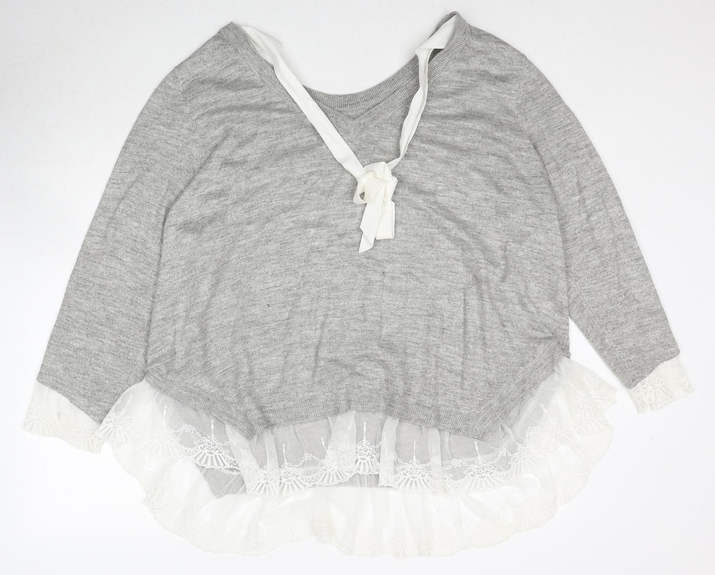 Divided by H&M Womens Grey Round Neck Acrylic Pullover Jumper Size 2XL - Shirt Insert