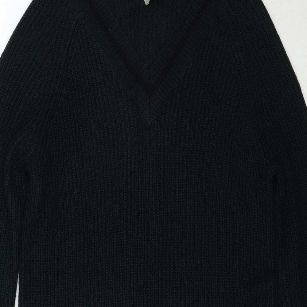 ASOS Womens Green Acrylic Jumper Dress Size 4 V-Neck Pullover