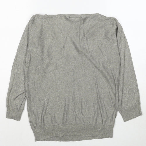 Topshop Womens Grey V-Neck Viscose Pullover Jumper Size 10