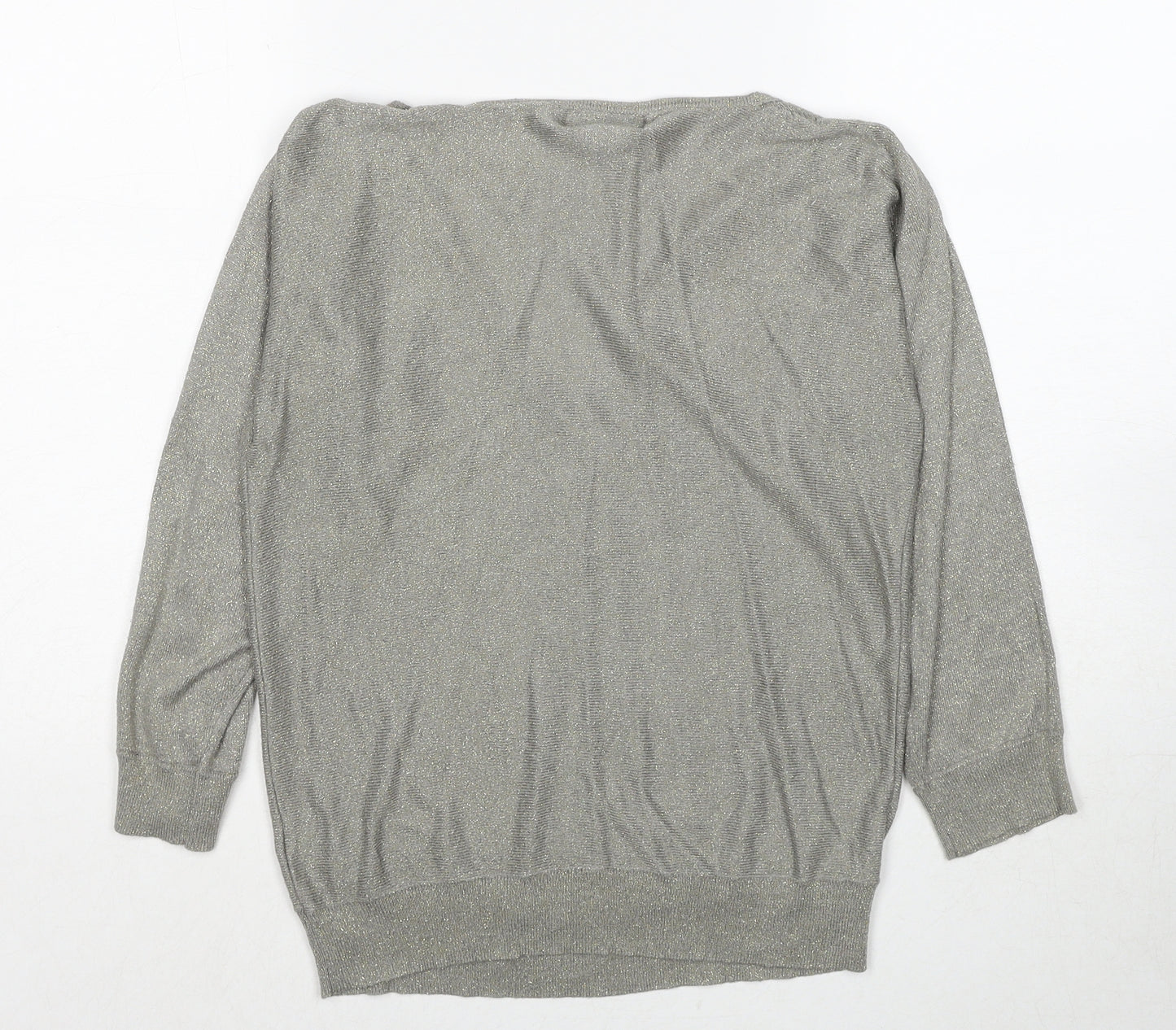 Topshop Womens Grey V-Neck Viscose Pullover Jumper Size 10