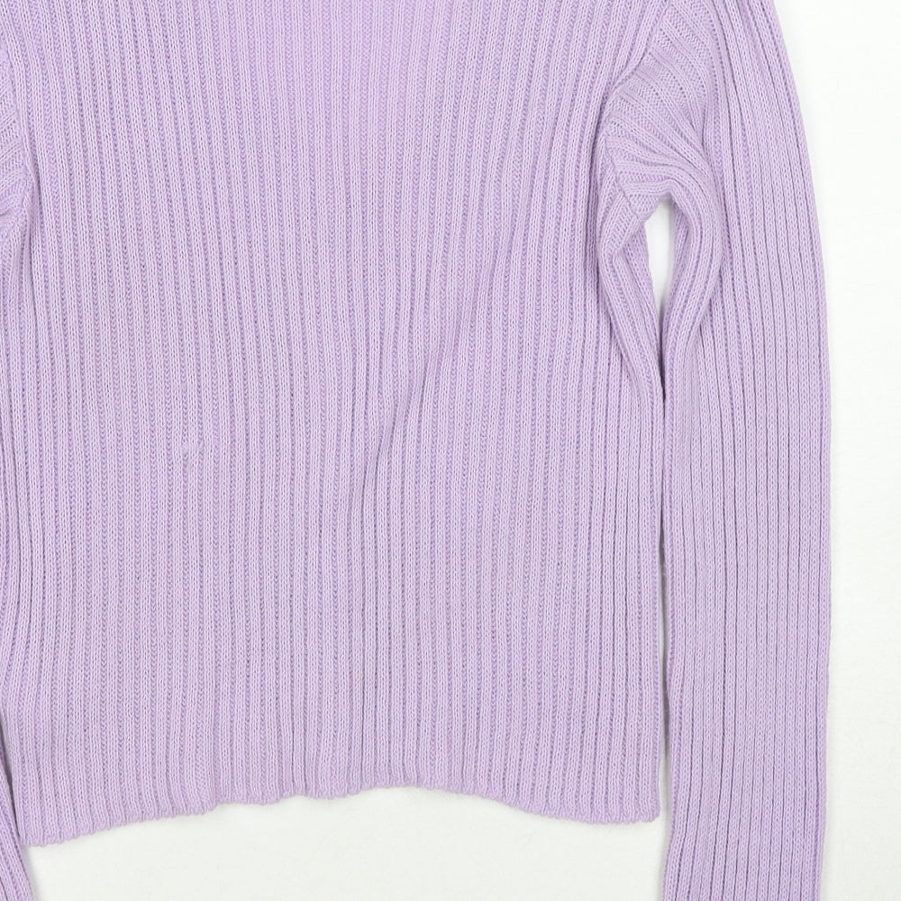 PRETTYLITTLETHING Womens Purple V-Neck Acrylic Cardigan Jumper Size L