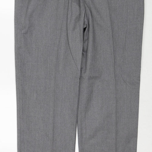GreenWoods Mens Grey Polyester Dress Pants Trousers Size 40 in Regular Button