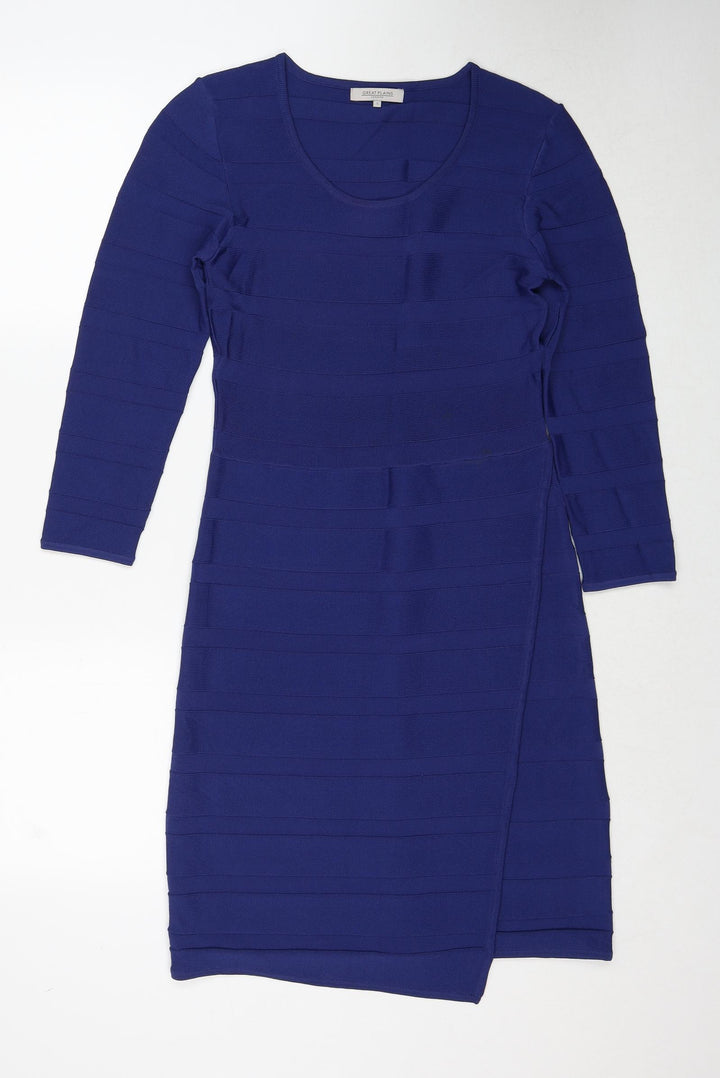 Great Plains Womens Blue Viscose A-Line Size S Round Neck Pullover
