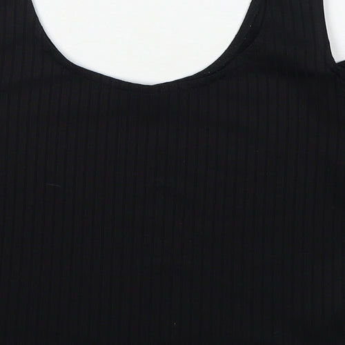 New Look Womens Black Polyester Cropped Tank Size 12 Round Neck - Cold Shoulder