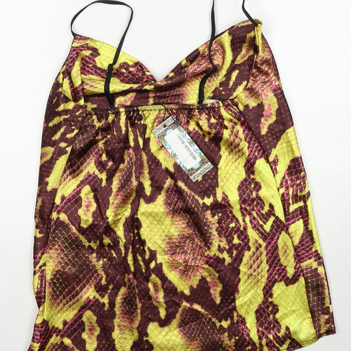 Boohoo Womens Multicoloured Geometric Polyester Basic Tank Size 6 Cowl Neck