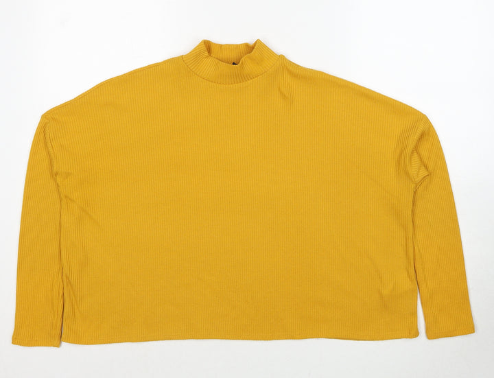 Divided by H&M Womens Yellow Mock Neck Polyester Pullover Jumper Size S