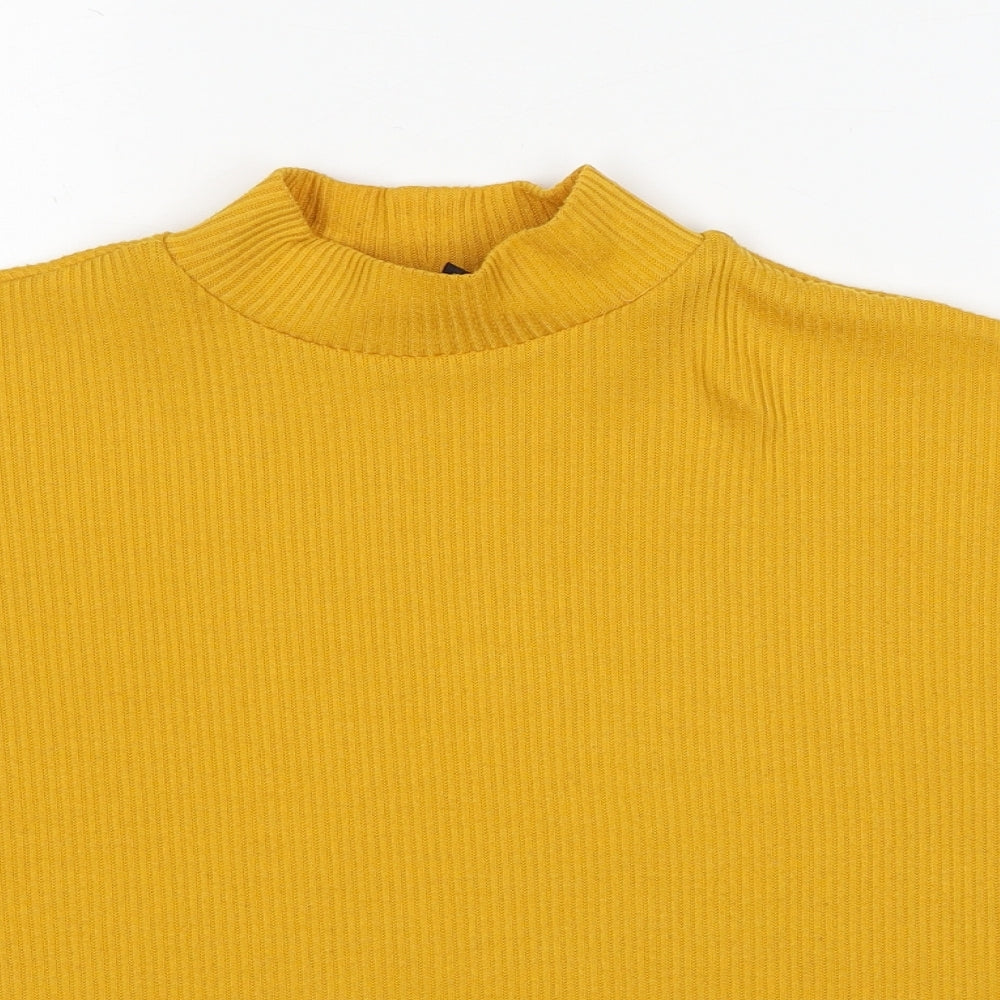 Divided by H&M Womens Yellow Mock Neck Polyester Pullover Jumper Size S