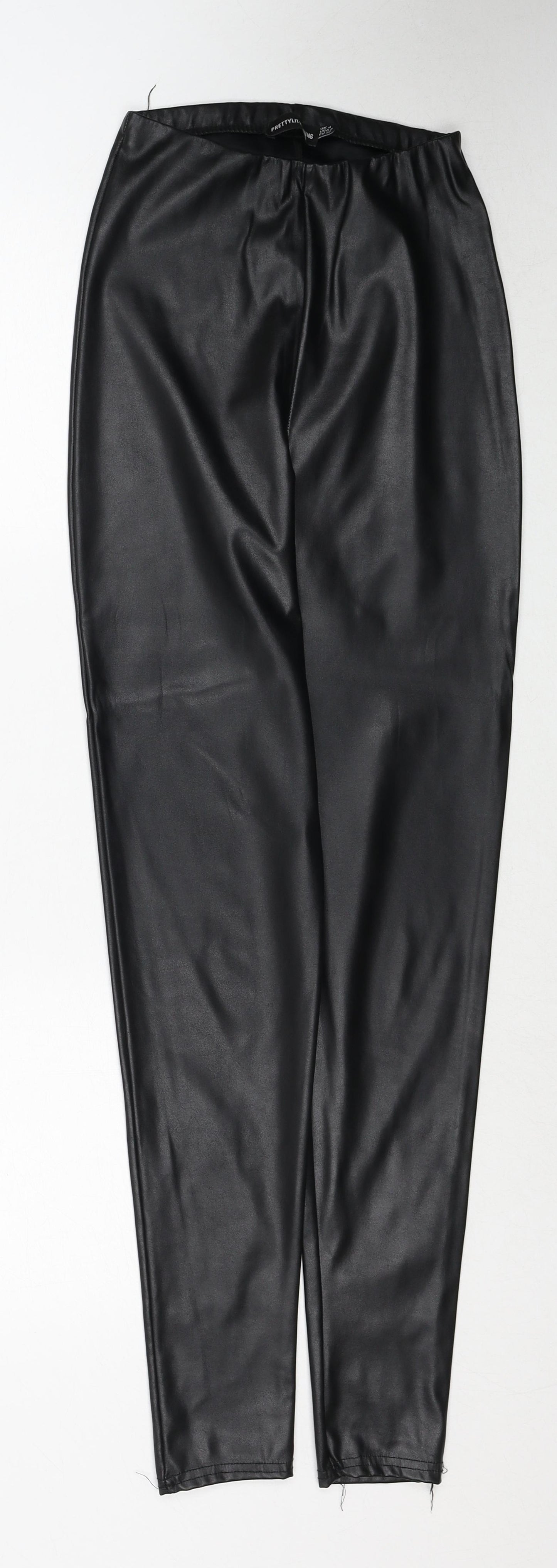 PRETTYLITTLETHING Womens Black Polyester Chino Leggings Size 4