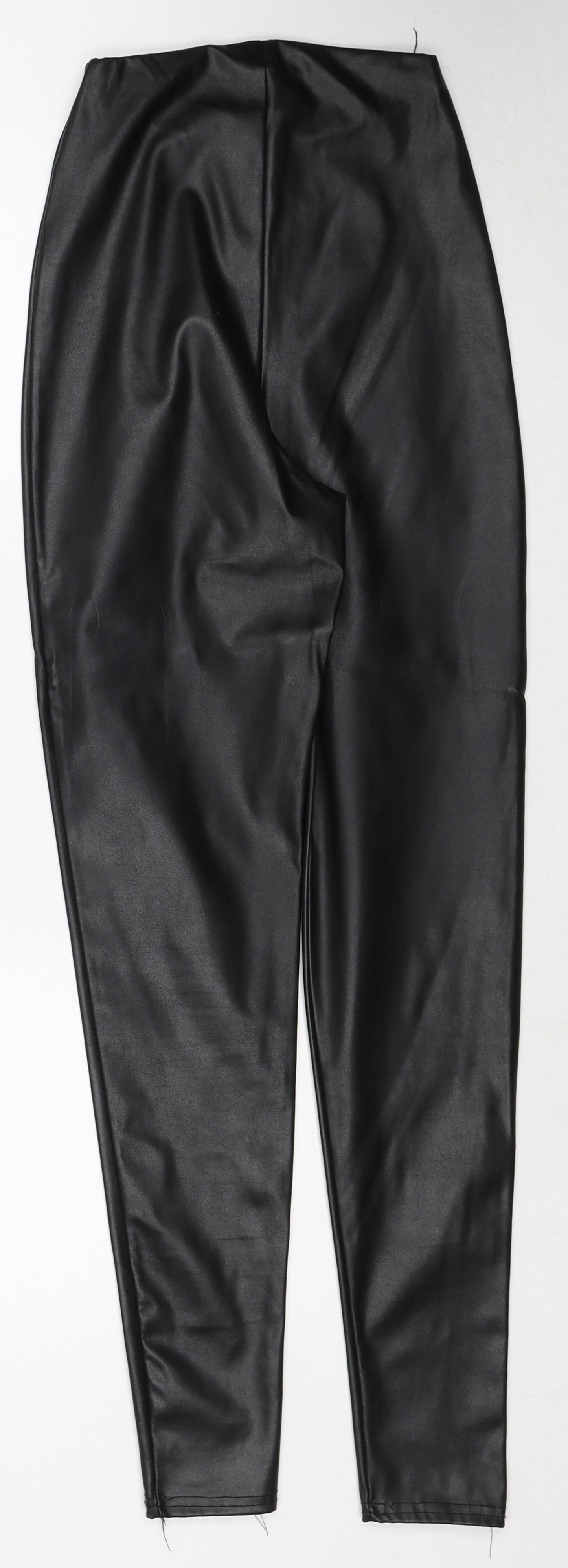 PRETTYLITTLETHING Womens Black Polyester Chino Leggings Size 4