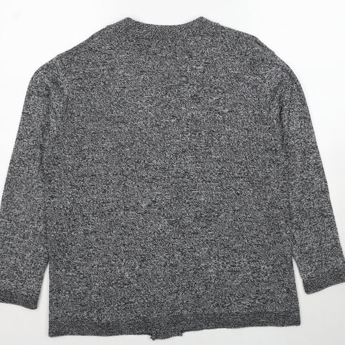 Monique Womens Grey V-Neck Polyester Cardigan Jumper Size M - Size M/L