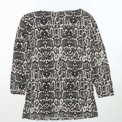 Dorothy Perkins Womens Black Geometric Cotton Basic Blouse Size 10 Round Neck