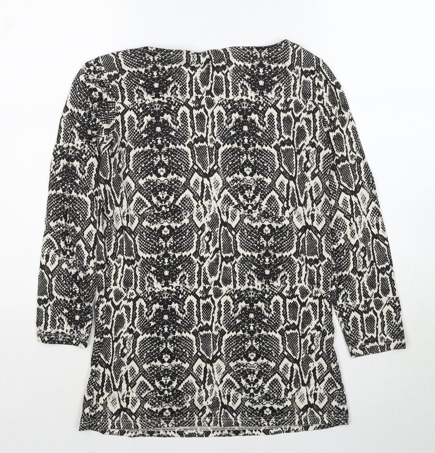 Dorothy Perkins Womens Black Geometric Cotton Basic Blouse Size 10 Round Neck