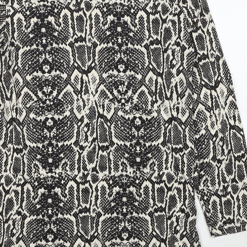 Dorothy Perkins Womens Black Geometric Cotton Basic Blouse Size 10 Round Neck