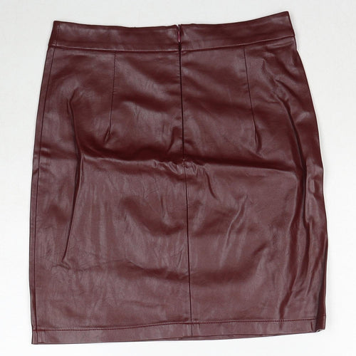 Boohoo Womens Red Polyethylene A-Line Skirt Size 6 Zip