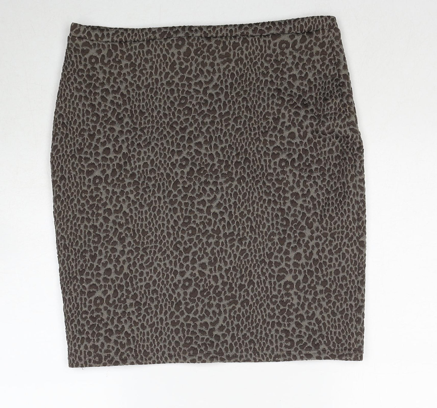 H&M Womens Black Animal Print Polyester Straight & Pencil Skirt Size M - Leopard Pattern