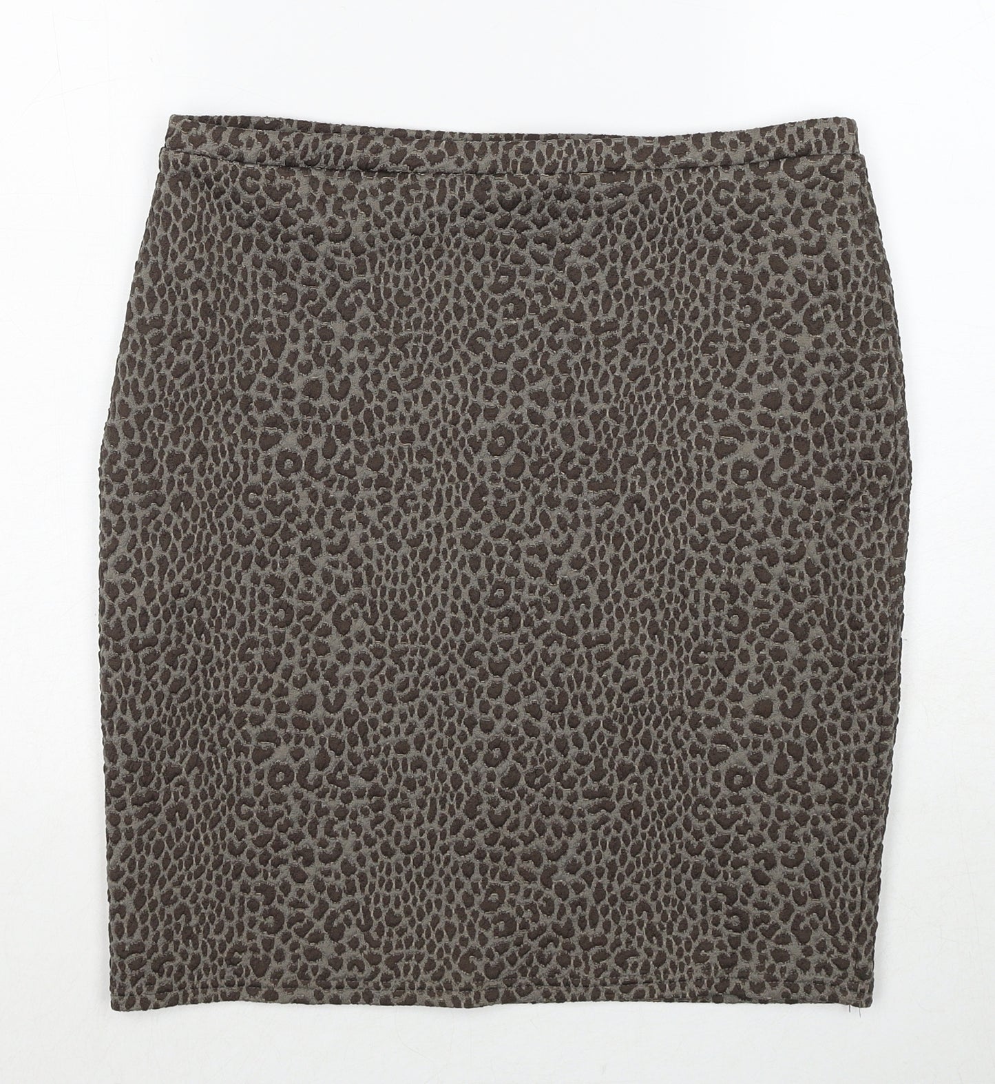 H&M Womens Black Animal Print Polyester Straight & Pencil Skirt Size M - Leopard Pattern