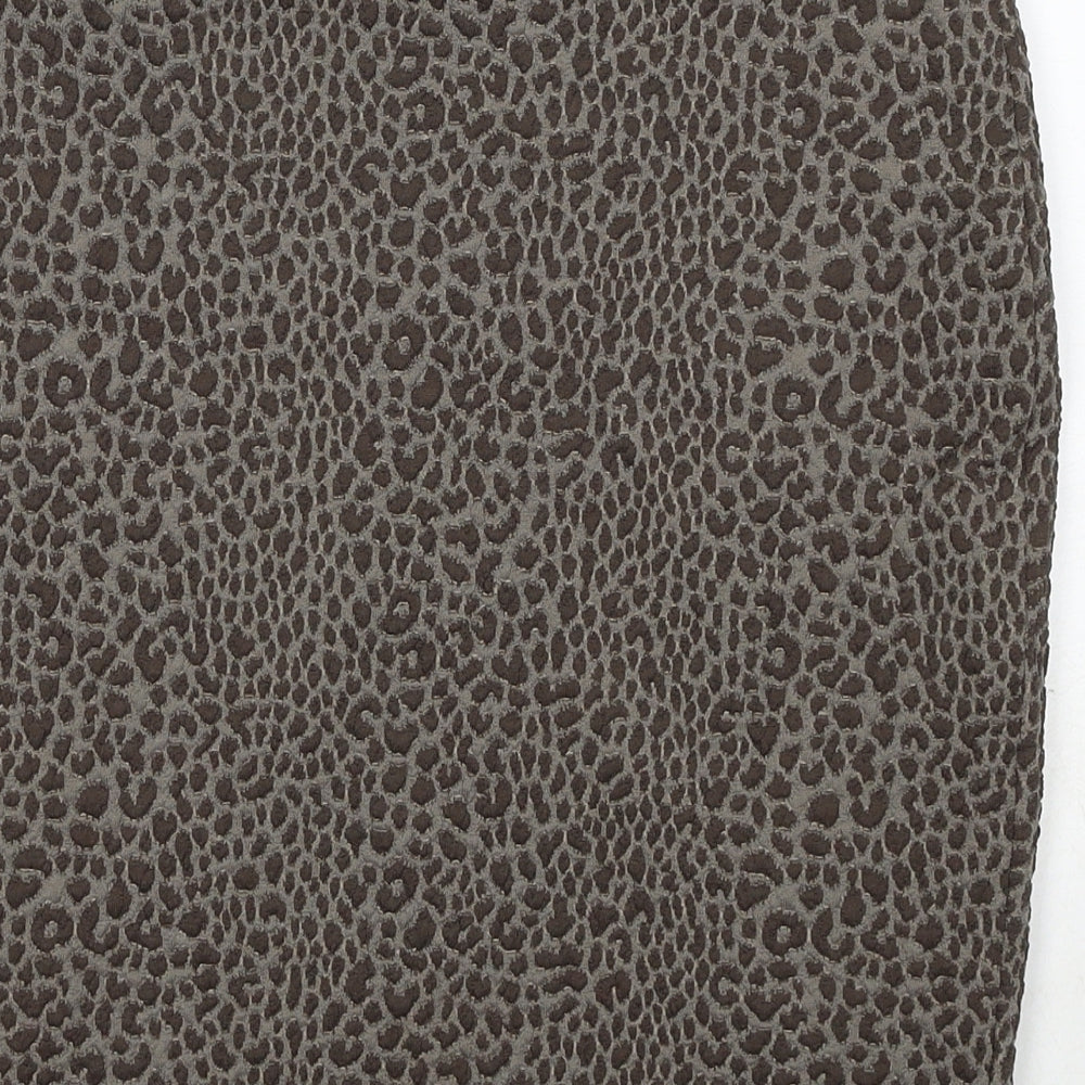H&M Womens Black Animal Print Polyester Straight & Pencil Skirt Size M - Leopard Pattern