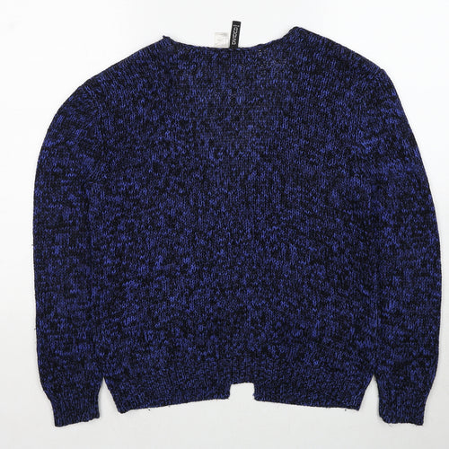 Divided by H&M Womens Blue V-Neck Cotton Full Zip Jumper Size 8