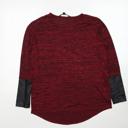 Rock & Rags Womens Red Geometric Polyester Basic Blouse Size M Round Neck