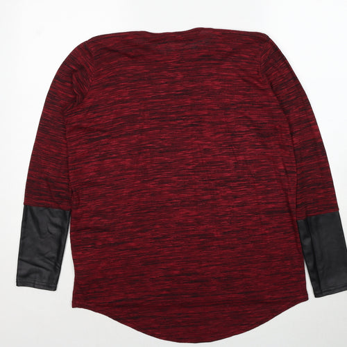 Rock & Rags Womens Red Geometric Polyester Basic Blouse Size M Round Neck