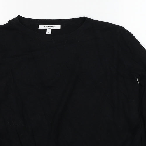 Sweewe Womens Black Round Neck Cotton Pullover Jumper Size S