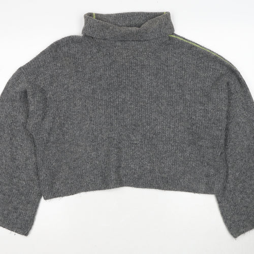 Topshop Womens Grey Roll Neck Acrylic Pullover Jumper Size 10