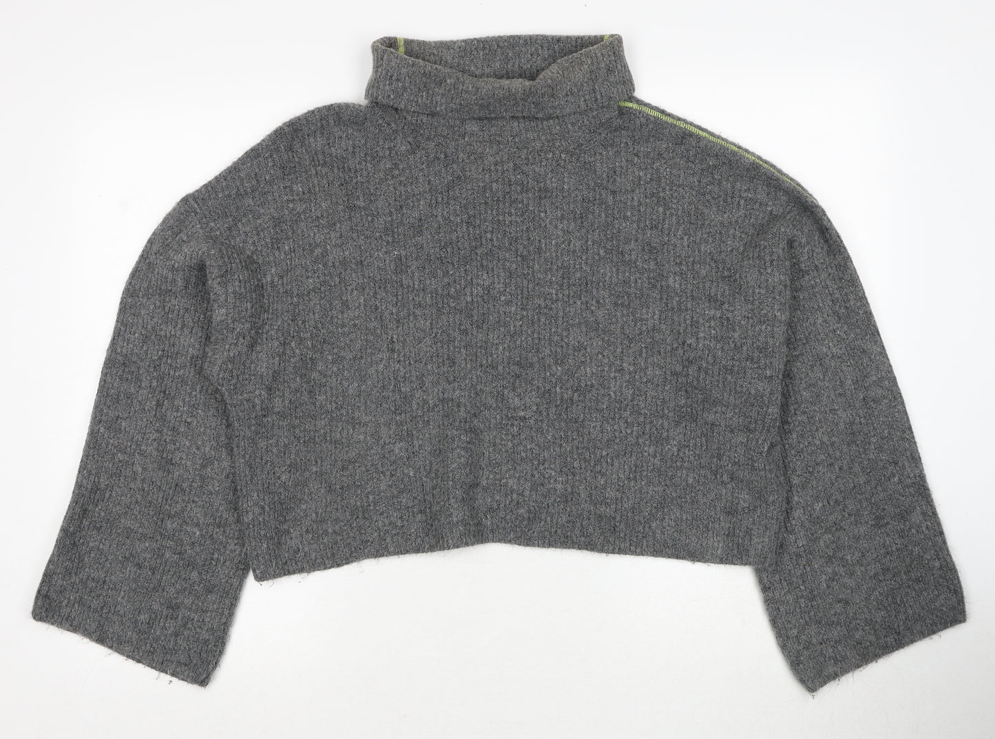 Topshop Womens Grey Roll Neck Acrylic Pullover Jumper Size 10