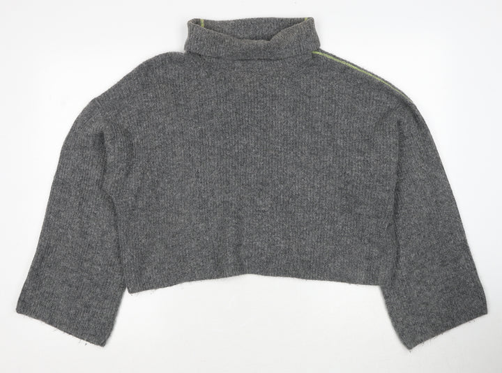 Topshop Womens Grey Roll Neck Acrylic Pullover Jumper Size 10