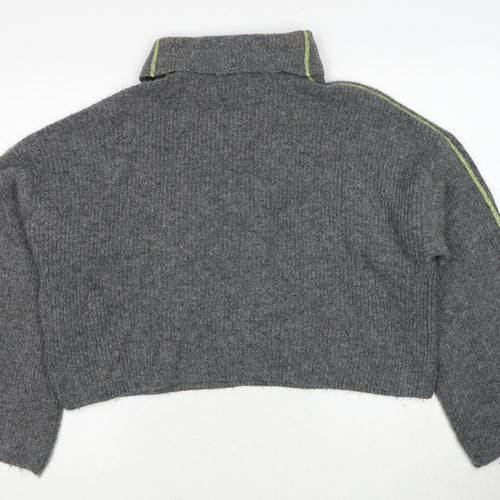 Topshop Womens Grey Roll Neck Acrylic Pullover Jumper Size 10
