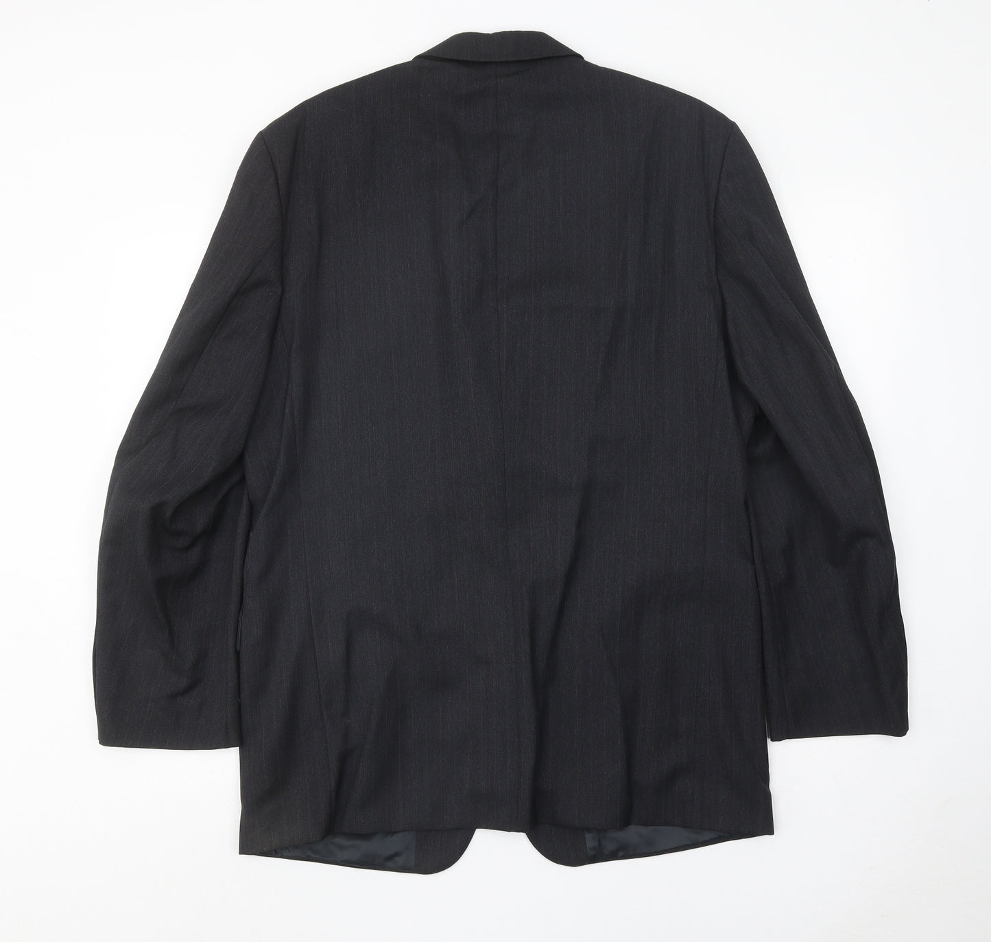 Salvatore Ferragamo Mens Black Striped Wool Jacket Suit Jacket Size 40 Regular