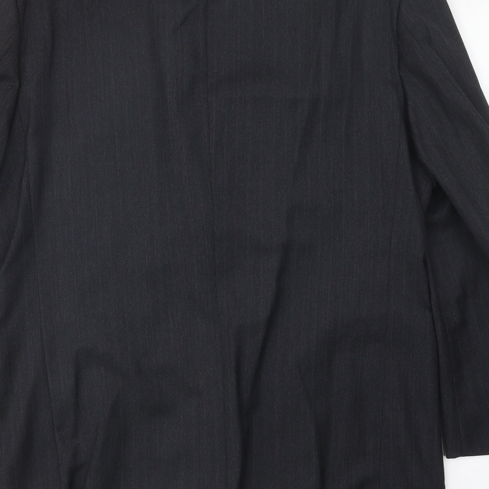 Salvatore Ferragamo Mens Black Striped Wool Jacket Suit Jacket Size 40 Regular