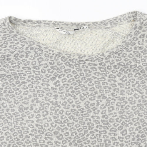 New Look Womens Grey Animal Print Polyester Pullover Sweatshirt Size 14 Pullover - Leopard Pattern