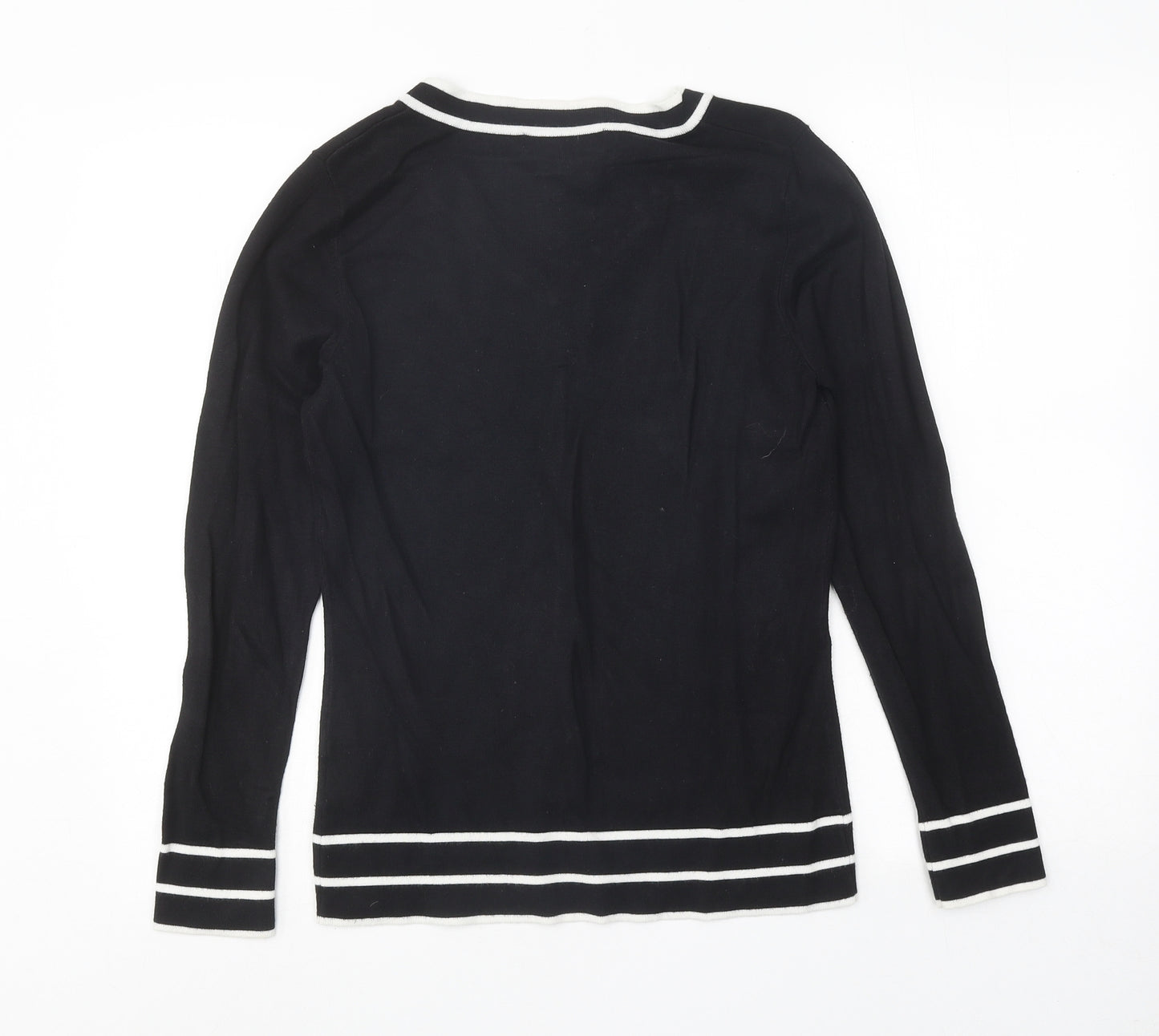 Autonomy Womens Black V-Neck Viscose Pullover Jumper Size 10